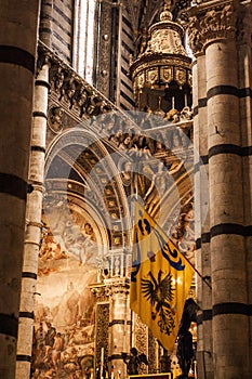 Aquila Contrada Flag in Duomo