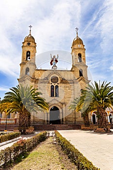 Aquitania, Boyaca - Colombia. April 14, 2024. Our Lord of Miracles Parish located in the main square of the municipality photo