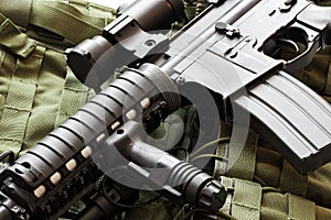 AR-15 carbine and tactical vest