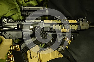 AR 15 with silenced pistol