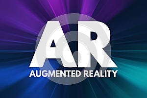 AR - Augmented Reality acronym, technology concept background