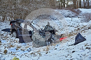 Ð¡ar body after accident on a road