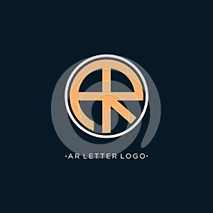 AR Initials Letter Logo Design with Sans Serif Font Vector Illustration. - Vector