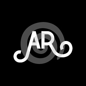 AR letter logo design on black background. AR creative initials letter logo concept. ar letter design. AR white letter design on