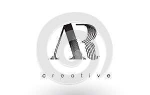 AR Logo Design With Multiple Lines and Black and White Colors.