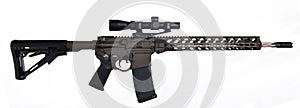 AR15 / M16 with scope, extended collapsible stock, 18` barrel