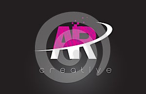AR A R Creative Letters Design With White Pink Colors