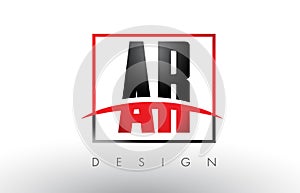 AR A R Logo Letters with Red and Black Colors and Swoosh.