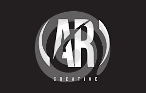 AR A R White Letter Logo Design with Black Background.