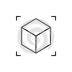 AR reality symbol vector icon. Virtual augmented reality cube screen 3d logo