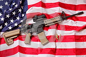 AR Rifle on American Flag