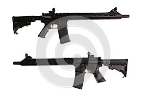 AR-15 Type Assault Weapon Isolated on White Background Left and Right Side Views