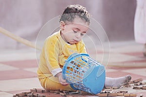 Arab african baby girl playing