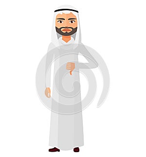 Arab angry business man thumbs down character vector flat cartoon illustration