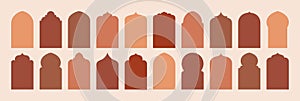 Arab Arch and Islam Door Shapes Set. Ramadan Windows Frames. Vector Elements In Minimal Boho Style