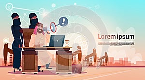 Arab Business Man Working WIth Laptop Computer Pumpjack Oil Rig Crane Platform Background Wealth Concept