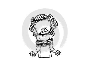 Arab businessman become hostage. Cartoon vector illustration