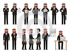 Arab businessman characters in action