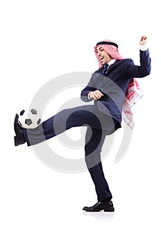 Arab businessman with football