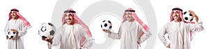 The arab businessman with football on white