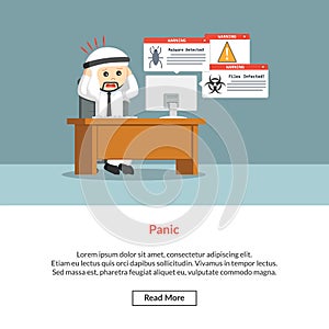 Arab businessman panic because malware in computer
