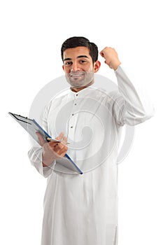 Arab businessman victory success photo