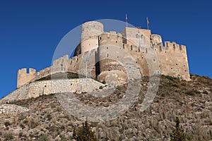 Arab castle of Almohad origin from the 12th century at the top of Biar, Alicante, Spain