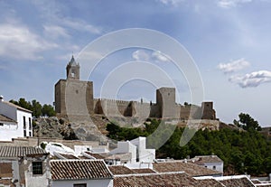 Arab castle over town roofs. Antequera, Andalusia. photo