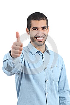 Arab casual happy man gesturing thumbs up photo