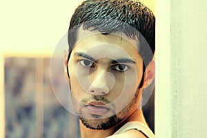 Arab egyptian young man thinking