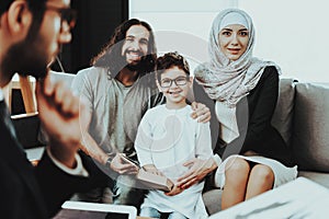 Arab Family at Reception in Psychotherapist Office