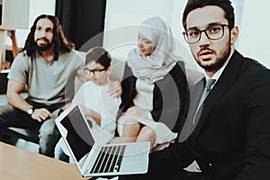 Arab Family at Reception in Psychotherapist Office