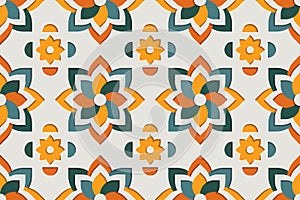 Arab floral arabesque seamless pattern. East motif paper style background vector illustration