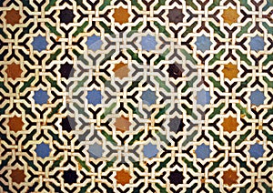 Arab geometric mosaic of Alhambra in Granada, Spain. photo