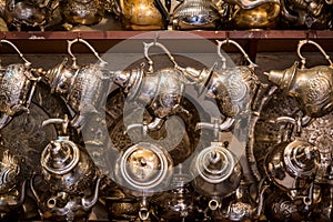 Arab kettles for tea on Oriental bazaar