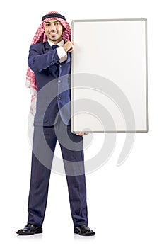 Arab man with blank board
