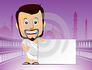 Arab Man Character in Hajj or Umrah pilgrimage