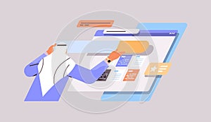 arab man developer creating website ui interface web application development program software optimization