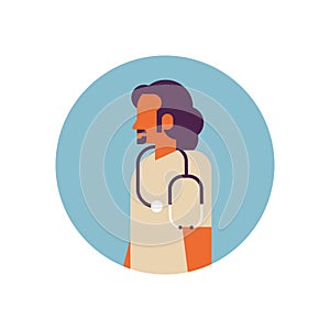 Arab man medical doctor stethoscope healthcare concept profile icon arabic male avatar portrait flat