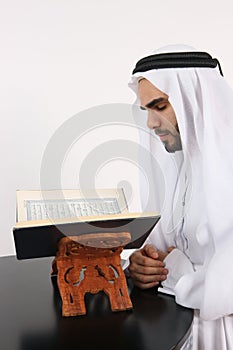 Arab Man Reading The Quran