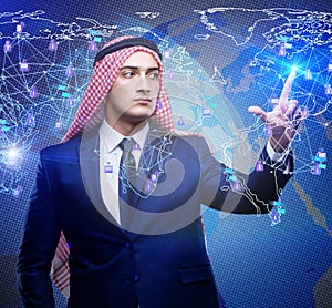 Arab man in social networks concept