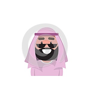 Arab Profile Icon Male Avatar Man, Muslim Cartoon Guy Portrait