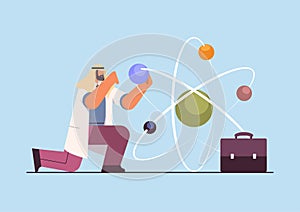 arab research scientist working with molecular structure man researcher making chemical experiment in laboratory