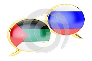 Arab-Russian conversation concept, 3D rendering