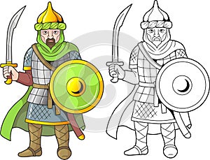 arab saracen warrior, coloring book