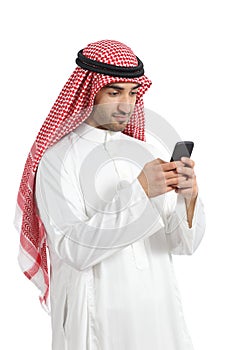 Arab saudi emirates man busy using a smart phone photo