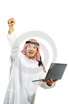 Arab sheik cheering success photo