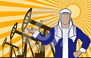 Arab sheikh against oil wells is presented
