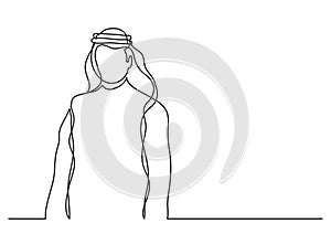 Arab sheikh in keffiyeh - single line drawing
