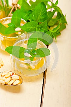 Arab traditional mint and pine nuts tea